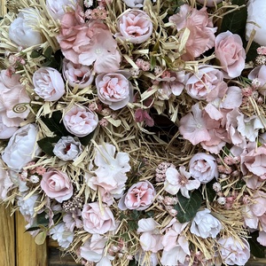 Pasztell rózsaszín nyári ajtódísz, kopogtató , koszorú  - otthon & életmód - dekoráció - ajtó- és ablak dekoráció - ajtódísz & kopogtató - Meska.hu