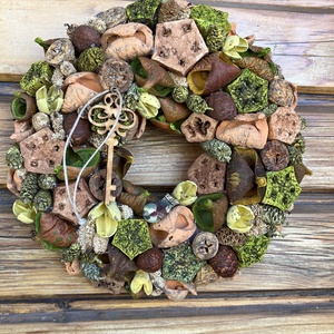 Barna-zöld ajtódísz, kopogtató  - Meska.hu