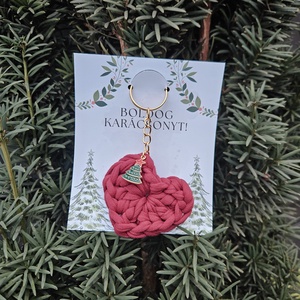 Horgolt szív kulcstartó ajándék - bordó, Táska & Tok, Kulcstartó & Táskadísz, Kulcstartó, Horgolás, MESKA