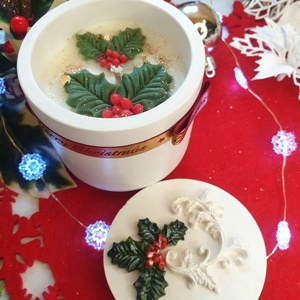 CandlAir Christmas Holly szójaviasz illatgyertya M-es méret - Meska.hu