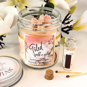 CandlAir Magnolia Tőled szebb a világ üvegtégelyes szójaviasz illatgyertya, Otthon & Életmód, Gyertya, illat, aroma, Gyertya, Gyertya-, mécseskészítés, Üvegművészet, MESKA