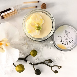 CandlAir Orchid Tőled szebb a világ üvegtégelyes szójaviasz illatgyertya, Otthon & Életmód, Gyertya, illat, aroma, Gyertya, Gyertya-, mécseskészítés, Üvegművészet, MESKA
