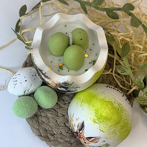 CandlAir Happy Easter Green kerámiatégelyes szójaviasz illatgyertya - otthon & életmód - gyertya, illat, aroma - gyertya - Meska.hu