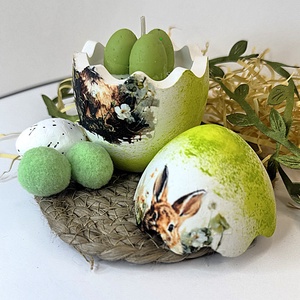 CandlAir Happy Easter Green kerámiatégelyes szójaviasz illatgyertya - otthon & életmód - gyertya, illat, aroma - gyertya - Meska.hu