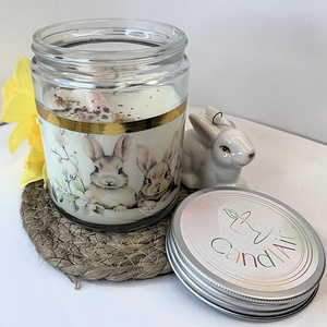 CandlAir Happy Easter üvegtégelyes szójaviasz illatgyertya, Otthon & Életmód, Gyertya, illat, aroma, Gyertya, Gyertya-, mécseskészítés, Üvegművészet, MESKA