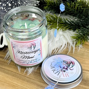 CandlAir Karácsonyi Manó üvegtégelyes szójaviasz illatgyertya, Otthon & Életmód, Gyertya, illat, aroma, Gyertya, Gyertya-, mécseskészítés, Üvegművészet, MESKA