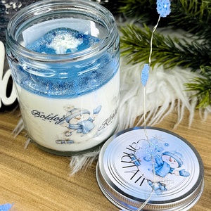 CandlAir Karácsonyi Hógolyó üvegtégelyes szójaviasz illatgyertya - otthon & életmód - gyertya, illat, aroma - gyertya - Meska.hu