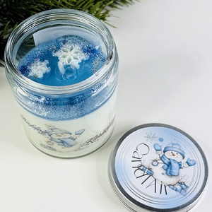 CandlAir Karácsonyi Hógolyó üvegtégelyes szójaviasz illatgyertya - otthon & életmód - gyertya, illat, aroma - gyertya - Meska.hu