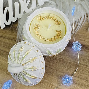 CandlAir Karácsonyi gömb- Magyal- szójaviasz illatgyertya kerámiatégelyben - otthon & életmód - gyertya, illat, aroma - gyertya - Meska.hu