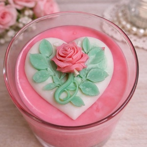 Rózsás szójaviasz gyertya, Otthon & Életmód, Gyertya, illat, aroma, Gyertya, Gyertya-, mécseskészítés, MESKA