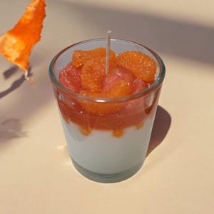 Mandarinos sajttortás szójaviasz gyertya , Otthon & Életmód, Gyertya, illat, aroma, Gyertya, Gyertya-, mécseskészítés, MESKA