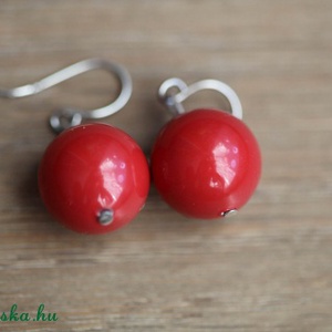 Red Coral Swarovski tekla fülbevaló  - Meska.hu
