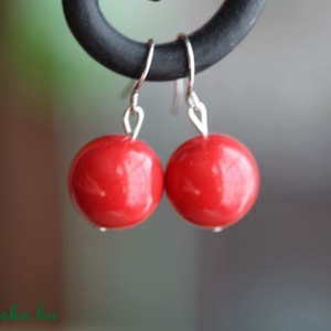 Red Coral Swarovski tekla fülbevaló  -  - Meska.hu