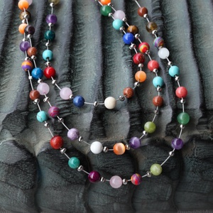  3 soros színes ásvány nyaklánc - Meska.hu
