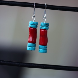 Korall-türkiz fülbevaló -  - Meska.hu