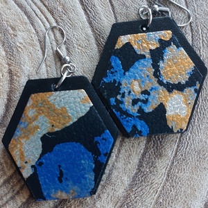 Szögletes bőr fülbevaló, Ékszer, Fülbevaló, Lógó fülbevaló, Bőrművesség, Ékszerkészítés, MESKA