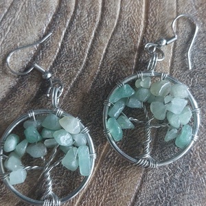 Aventurin élatfás fülbevaló, Ékszer, Fülbevaló, Lógós kerek fülbevaló, Ékszerkészítés, MESKA