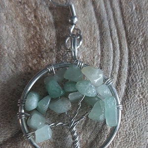 Aventurin élatfás fülbevaló - ékszer - fülbevaló - lógós kerek fülbevaló - Meska.hu