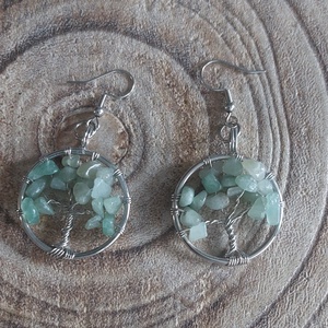 Aventurin élatfás fülbevaló - ékszer - fülbevaló - lógós kerek fülbevaló - Meska.hu