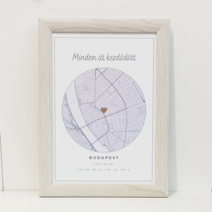 Minden itt kezdődött egyedi térkép választható színben � Ajándék ötlet - Valentin napi ajándék, Otthon & Életmód, Dekoráció, Fali és függő dekoráció, Térkép, Fotó, grafika, rajz, illusztráció, MESKA