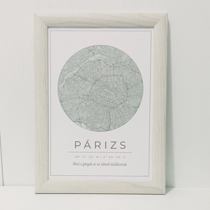 Párizs várostérkép falikép választható színben - Meska.hu