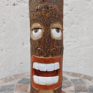 Kézzel készült faragott Tiki gyertyatartó - Meska.hu