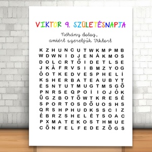 Szókereső Születésnapi Kép, Kreatív Születésnapi Ajándék, Játékos Szülinapi Lap, Személyre szabott Szülinapi Ajándék - Meska.hu