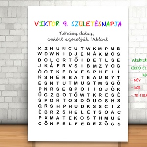 Szókereső Születésnapi Kép, Kreatív Születésnapi Ajándék, Játékos Szülinapi Lap, Személyre szabott Szülinapi Ajándék - művészet - grafika & illusztráció - digitális - Meska.hu