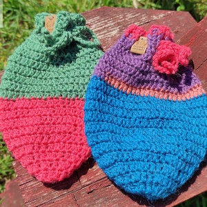 Horgolt avokádó-érlelő zsák (pink-zöld, nagy méret) - táska & tok - Meska.hu