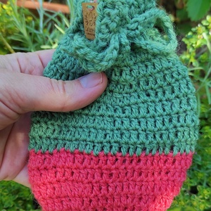 Horgolt avokádó-érlelő zsák (pink-zöld, nagy méret) - táska & tok - Meska.hu