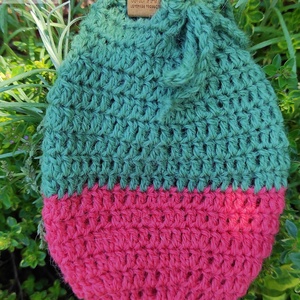 Horgolt avokádó-érlelő zsák (pink-zöld, nagy méret) - táska & tok - Meska.hu