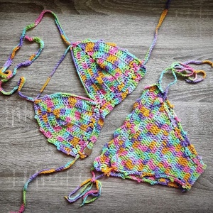 Sicilia horgolt bikini szett - ruha & divat - női ruha - fürdőruha & fehérnemű - Meska.hu