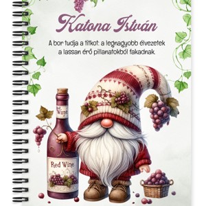 Személyre szabható - A legjobb borász manó és a vörös bor mintás A6-os füzet, Otthon & Életmód, Papír, írószer, Jegyzetfüzet & Napló, , MESKA