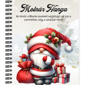 Személyre szabható - Cuki karácsonyi manó mintás A6-os füzet, Otthon & Életmód, Papír, írószer, Jegyzetfüzet & Napló, , MESKA