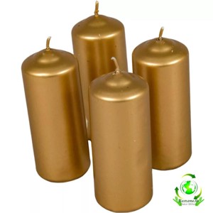 Metál henger gyertya szett 40x100mm - arany, Kellékek & szerszámok, Dekorációs gyertya, Dekorációs kellékek, , MESKA
