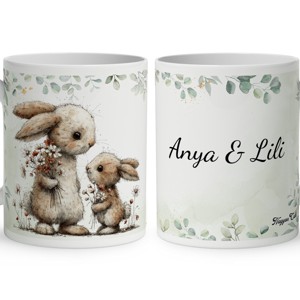 Névvel kérhető - Anya és a kicsi nyuszikája mintás bögre, Otthon & Életmód, Konyhafelszerelés, tálalás, Tálalás, Bögre & Csésze, , MESKA