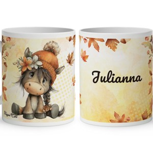 Névvel kérhető - Cuki őszi póni csüccs mintás bögre - Meska.hu
