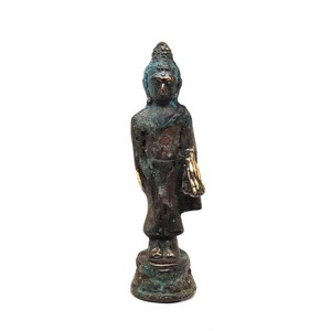 Réz figura Buddha álló kék 10,5x3cm - Meska.hu
