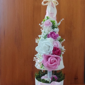 Rózsaszín világítós,virágos dekorfa, Otthon & Életmód, Virágdekoráció, Virágdíszek, Asztali virágdísz, Mindenmás, MESKA