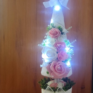 Barack világítós,virágos dekor fa - otthon & életmód - virágdekoráció - virágdíszek - asztali virágdísz - Meska.hu