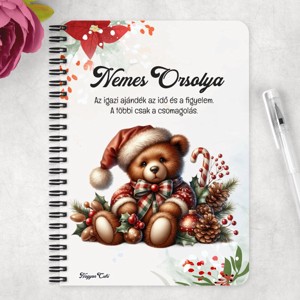 Személyre szabható - Karácsonyi Teddy maci (toboz) mintás A6-os füzet - otthon & életmód - papír, írószer - jegyzetfüzet & napló - Meska.hu