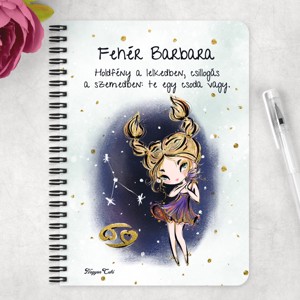 Személyre szabható - Szőke hajú Csini Rák lány mintás A5-ös füzet - otthon & életmód - papír, írószer - jegyzetfüzet & napló - Meska.hu