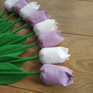 Fehér és lila tulipánok (8db/szett) - otthon & lakás - dekoráció - asztal és polc dekoráció - asztaldísz - Meska.hu
