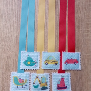 Színes szalagos könyvjelzők 6db járműves 9 - könyv & zene - könyvjelző - Meska.hu