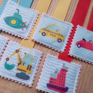 Színes szalagos könyvjelzők 6db járműves 9, Könyv & Zene, Könyvjelző, , MESKA