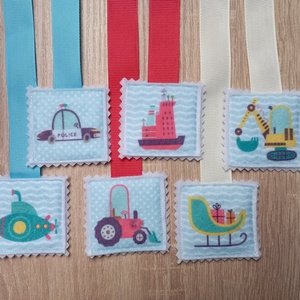 Színes szalagos könyvjelzők 6db járműves 11 - Meska.hu