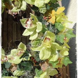 Görög kegyeleti koszorú, zöld orchideával 50 cm  -  - Meska.hu