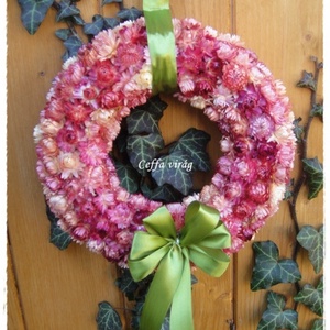 Rózsaszín szalmavirág koszorú Barnagabi részére!!! -  - Meska.hu