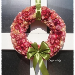 Rózsaszín szalmavirág koszorú Barnagabi részére!!! -  - Meska.hu