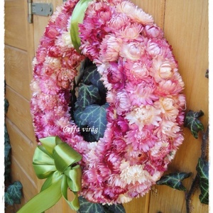 Rózsaszín szalmavirág koszorú Barnagabi részére!!! -  - Meska.hu